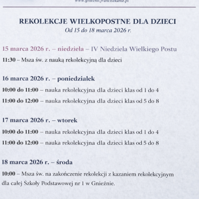 Rekolekcje Wielkopostne 2026 grafika