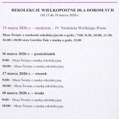 Rekolekcje Wielkopostne 2026 grafika