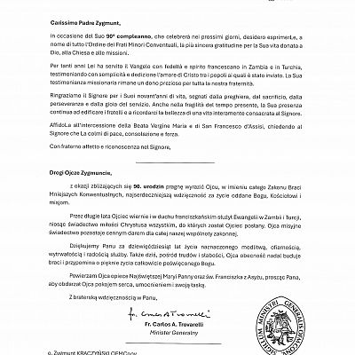 Jubileusz o. Zygmunta Kraczyńskiego grafika