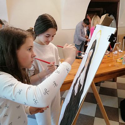 Warsztaty malarskie z wykonywaniem portretu bł. Jolenty grafika